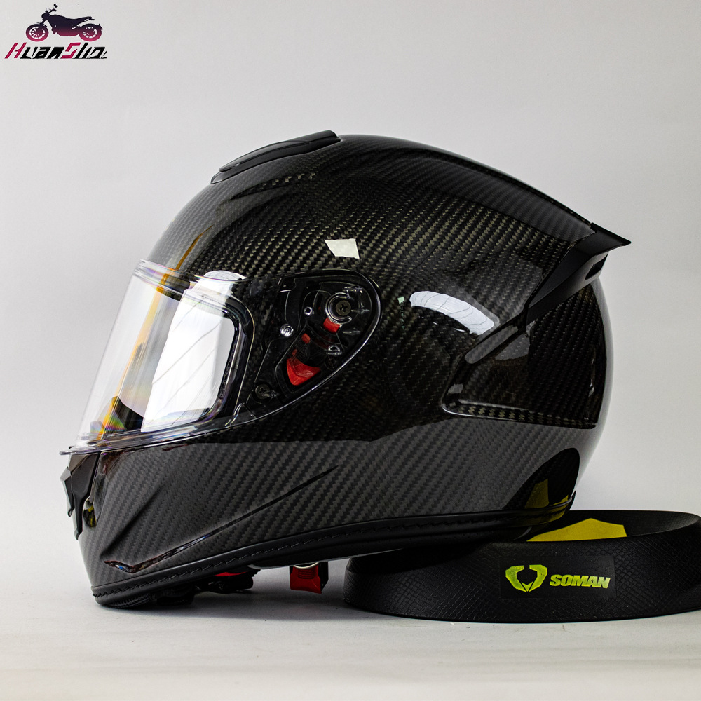 Full Face Helmet Carbon Fiber - Helm Motor Serat Karbon Pria, Model