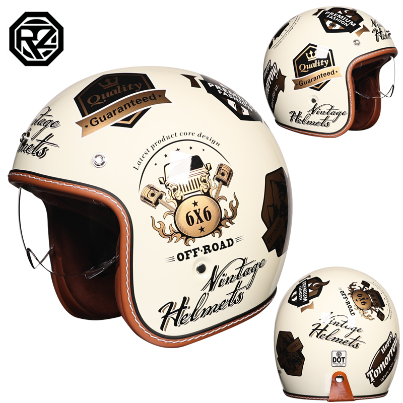 Open Face Helmet Retro Vintage - Helm Sepeda Motor Retro Open Face