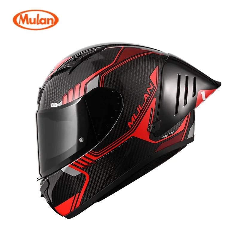 Full Face Helmet Carbon Fiber - Helm Sepeda Motor Unisex Fiberglass Lokomotif
