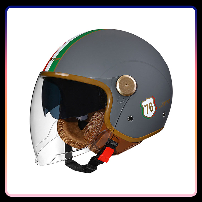 Open Face Helmet Retro Vintage - DOT Disetujui Retro Semi-terbuka Helm Double