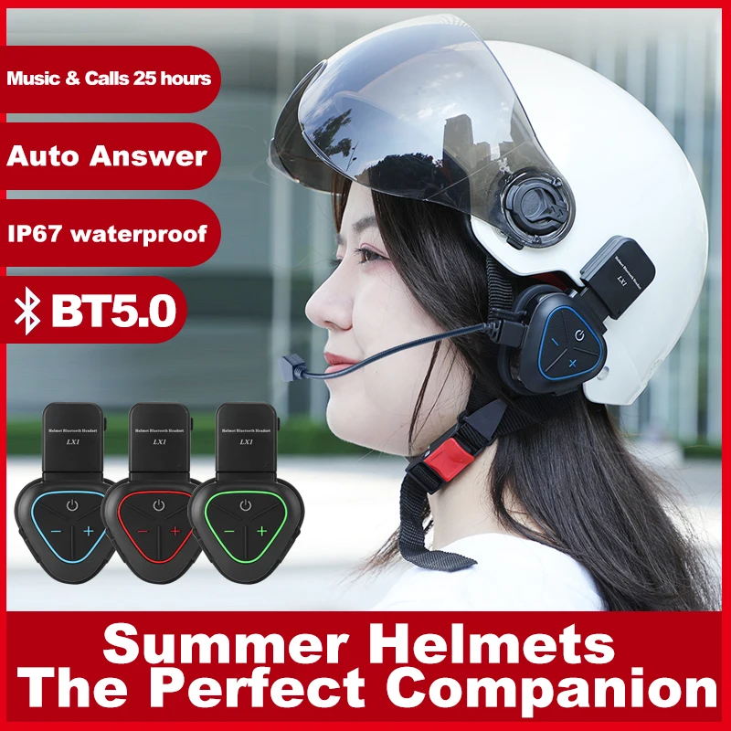 Motorcycle Helmet Bluetooth Built In - Helm Motor LX1 Musim Panas Headset