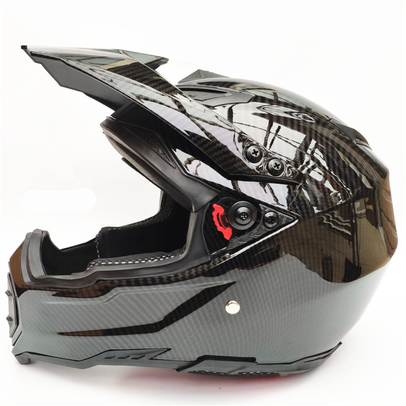 Full Face Helmet Carbon Fiber - Pola Serat Karbon ABS Mater Wajah