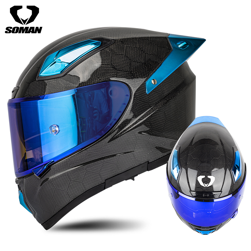 Full Face Helmet Carbon Fiber - Accessories SOMAN helm Full Face serat